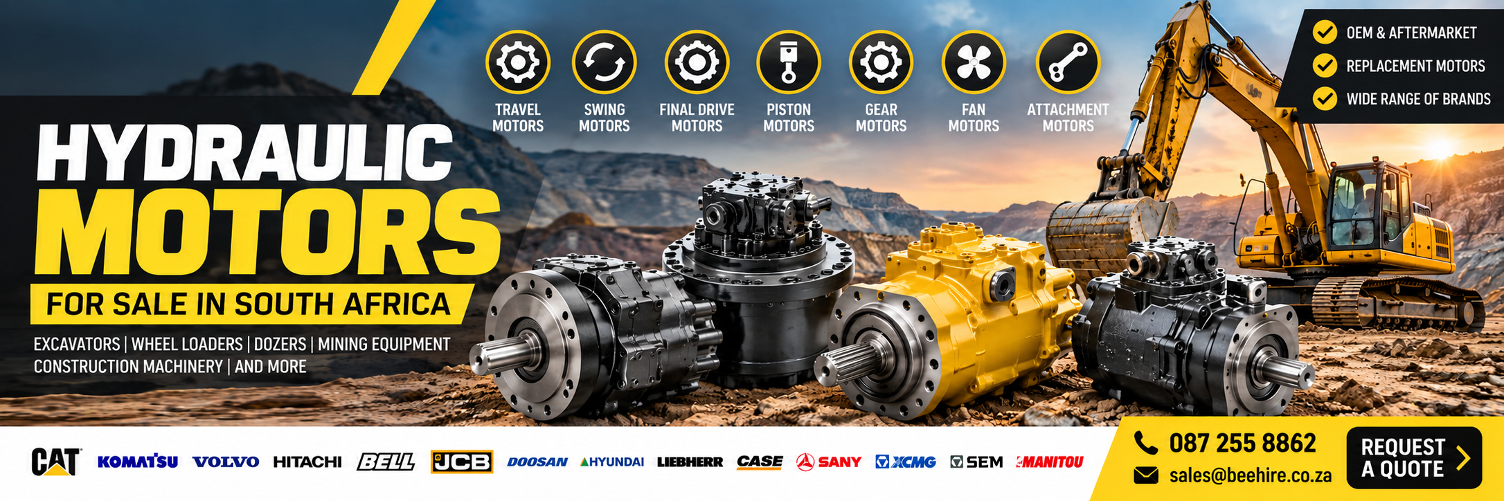 Hydraulic motors for sale South Africa – BEEHire earthmoving equipment hydraulic motors