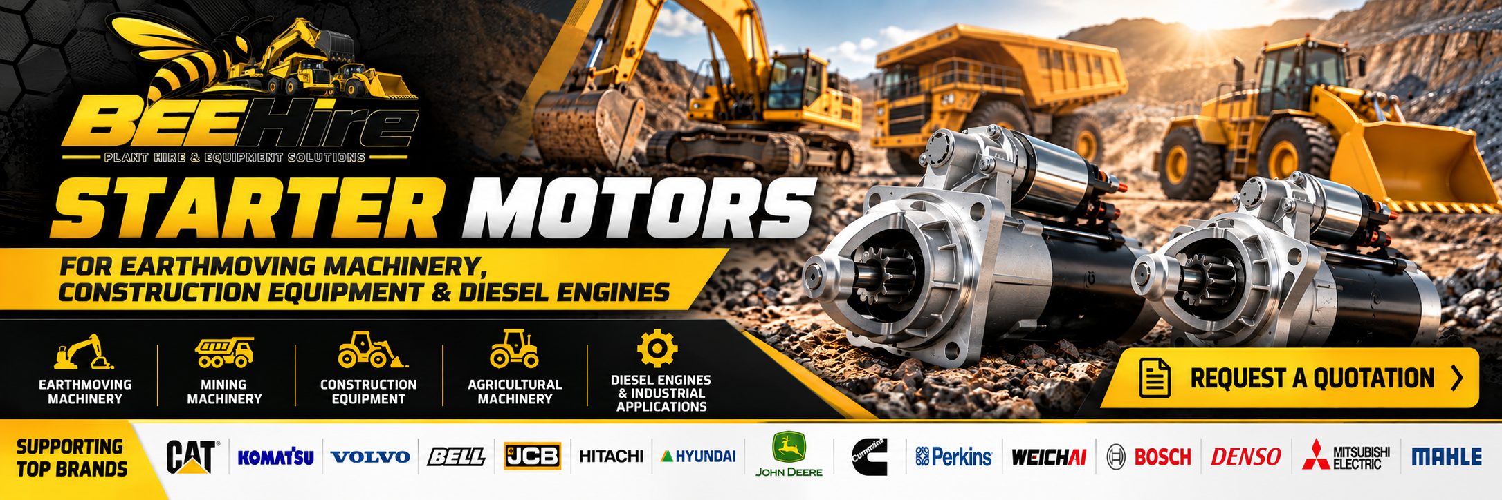Starter Motors for Heavy Machinery South Africa | Beehire
