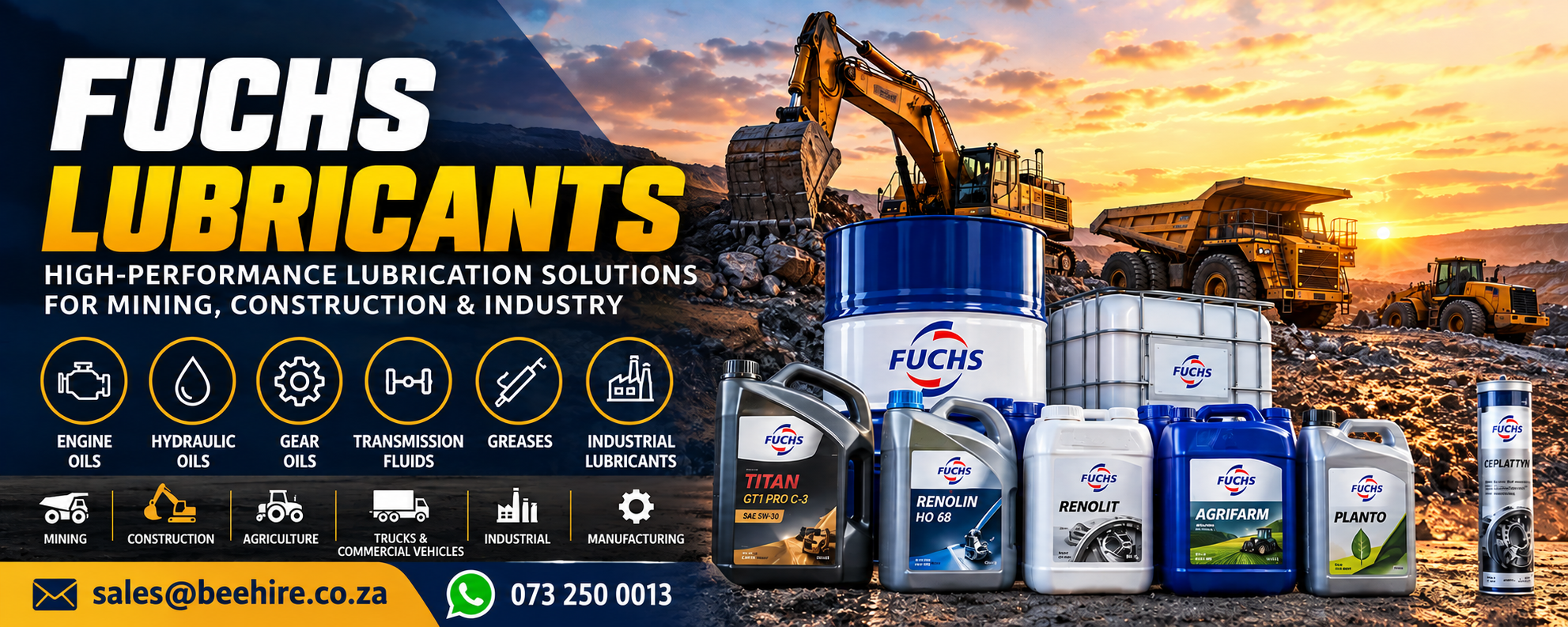 FUCHS lubricants South Africa for mining and construction equipment