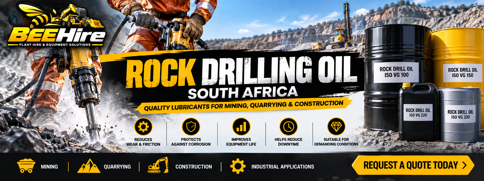 Rock Drilling Oil South Africa | Mining Lubricants | BeeHire