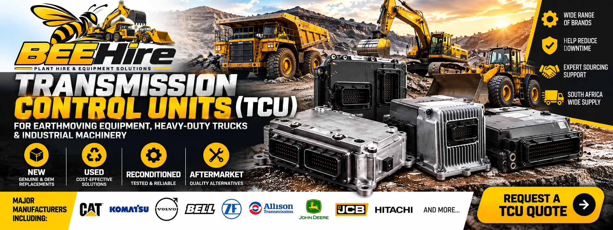 New used reconditioned and aftermarket transmission control units TCU for heavy equipment in South Africa